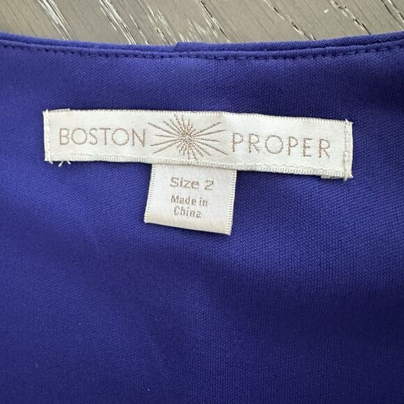 Boston Proper Cobalt Blue Ruched Sheath Dress | Size 2 | Stretch Jersey Lined - Picture 4 of 6
